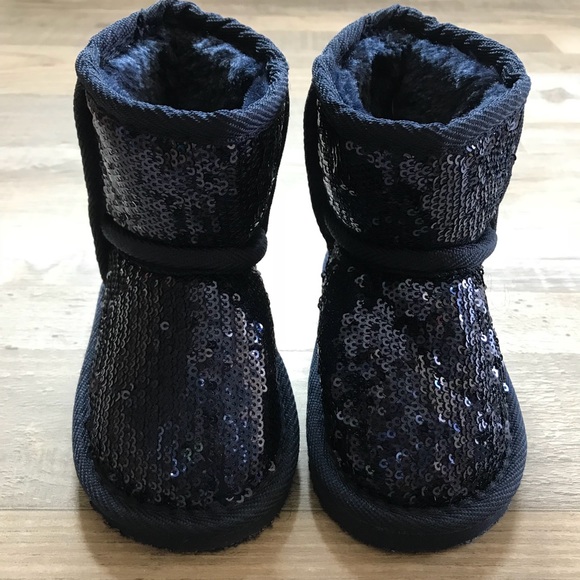Blue Sequins Toddler Snow Boots - Picture 1 of 3